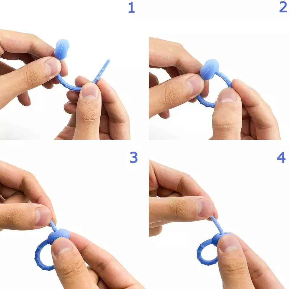 3 pcs/ Silicone Rubber Zip Tie Twist Tie and Cable Straps Cable Ties