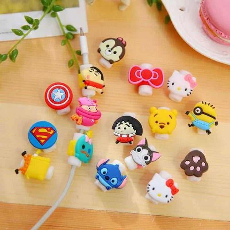 Head Cable Protector Anti-Break Data Silicone Protective Sleeve Case Cover Set for All Phones
