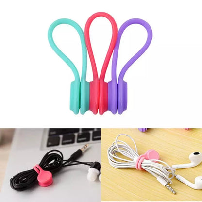3 pcs / Flexible and Foldable Silicone Magnetic Cable Ties Reusable Wire Organizer for Bundling Items
