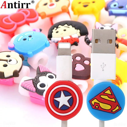 Head Cable Protector Anti-Break Data Silicone Protective Sleeve Case Cover Set for All Phones