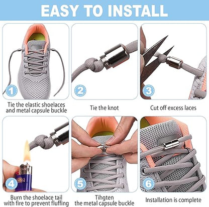 2 Pcs Aluminum Capsule Lock Accessories Elastic Laces Sneakers Shoelace Without Ties Buckle Decoration Lazy Shoestring Fastening