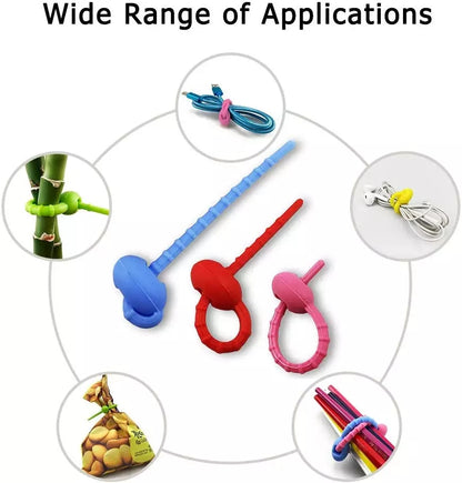 3 pcs/ Silicone Rubber Zip Tie Twist Tie and Cable Straps Cable Ties