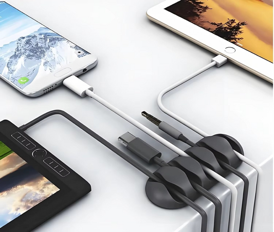 USB Cable Organizer Silicone Cable Winder Adhesive Type Desktop Tidy Management Clips Mouse Headphone Wire Organizer