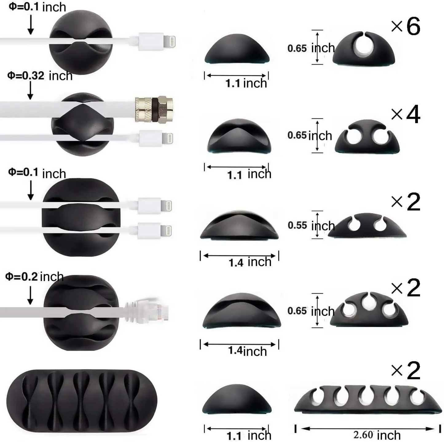 USB Cable Organizer Silicone Cable Winder Adhesive Type Desktop Tidy Management Clips Mouse Headphone Wire Organizer