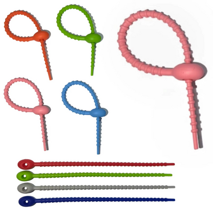 3 pcs/ Silicone Rubber Zip Tie Twist Tie and Cable Straps Cable Ties