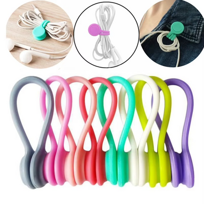 3 pcs / Flexible and Foldable Silicone Magnetic Cable Ties Reusable Wire Organizer for Bundling Items