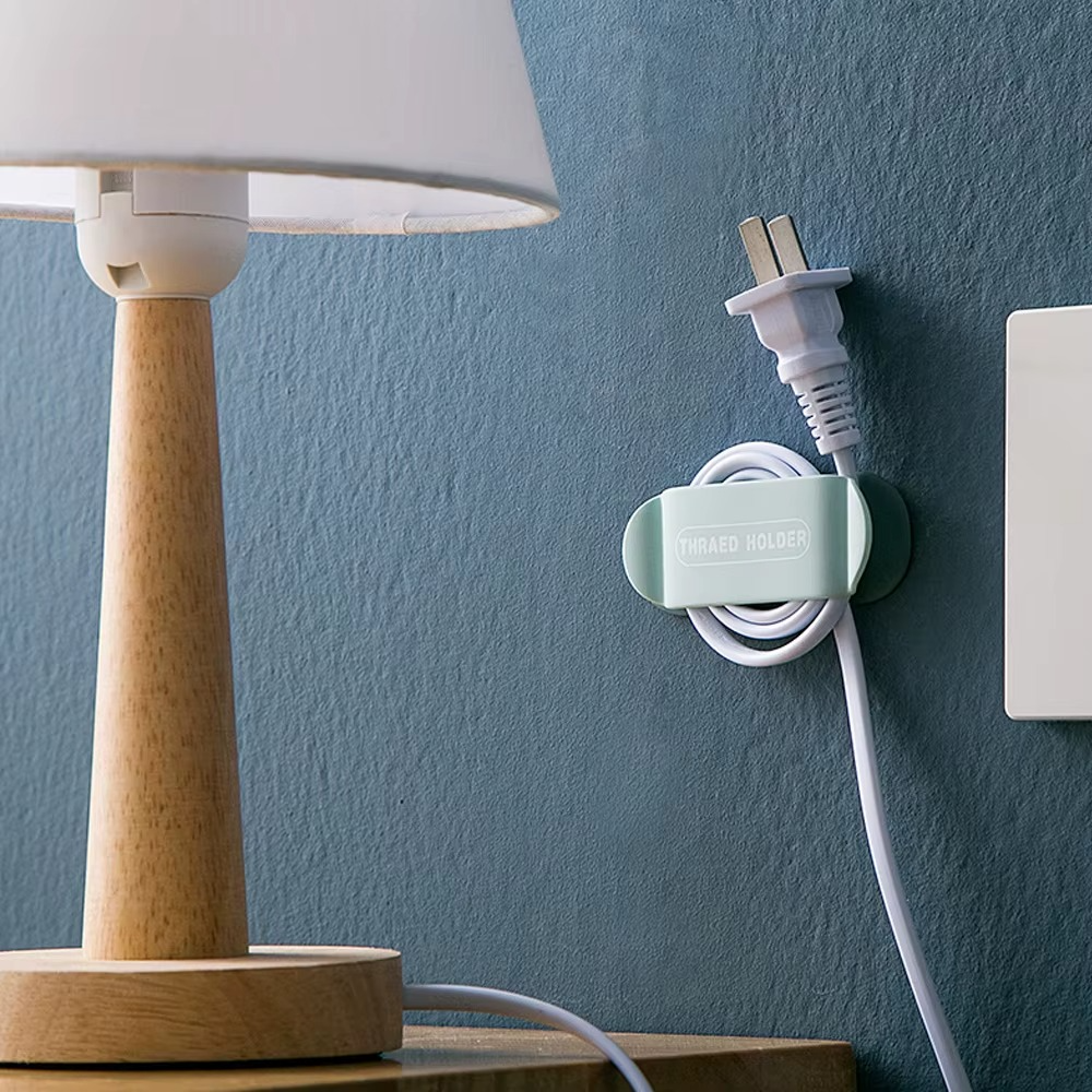 4pcs/pack Wall-Mounted Power Cable Clamps Fixer Strip Punch-Free Cable Hangers Cable Organizers For Wall And Table Mounting