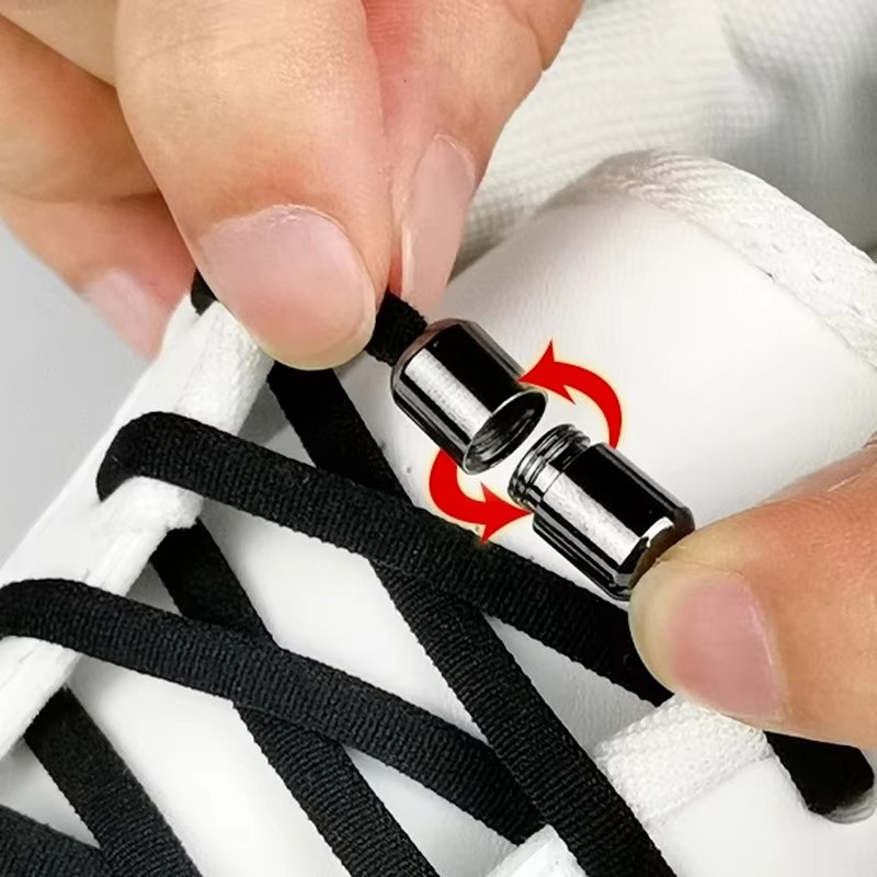 2 Pcs Aluminum Capsule Lock Accessories Elastic Laces Sneakers Shoelace Without Ties Buckle Decoration Lazy Shoestring Fastening