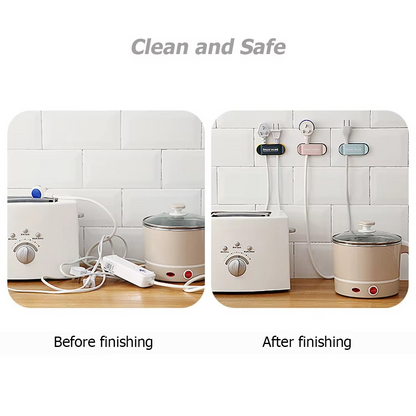 4pcs/pack Wall-Mounted Power Cable Clamps Fixer Strip Punch-Free Cable Hangers Cable Organizers For Wall And Table Mounting