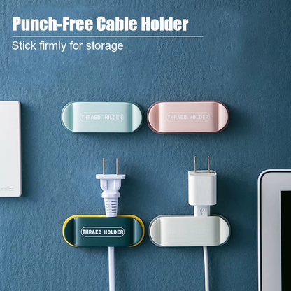4pcs/pack Wall-Mounted Power Cable Clamps Fixer Strip Punch-Free Cable Hangers Cable Organizers For Wall And Table Mounting